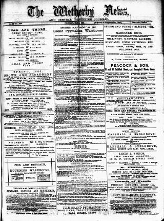 cover page of Wetherby News published on May 2, 1889
