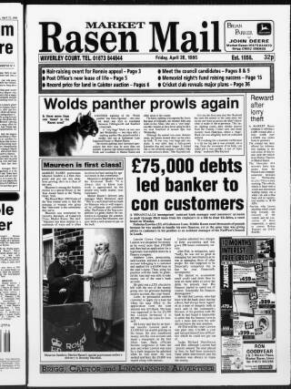 cover page of Market Rasen Weekly Mail published on April 28, 1995