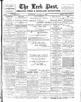 cover page of Leek Post & Times and Cheadle News & Times and Moorland Advertiser published on August 13, 1898