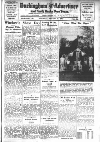 cover page of Buckingham Advertiser and Free Press published on August 11, 1951