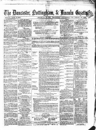 cover page of Doncaster Gazette published on April 22, 1870