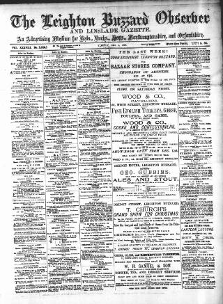 cover page of Leighton Buzzard Observer and Linslade Gazette published on December 5, 1899