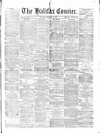 cover page of Halifax Courier published on December 5, 1868