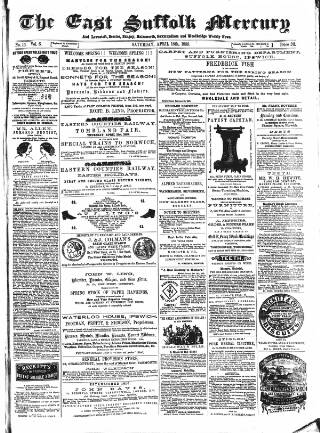 cover page of East Suffolk Mercury and Lowestoft Weekly News published on April 16, 1859