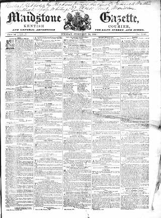 cover page of South Eastern Gazette published on February 24, 1846