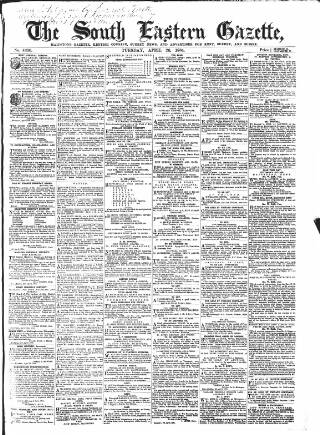 cover page of South Eastern Gazette published on April 26, 1864