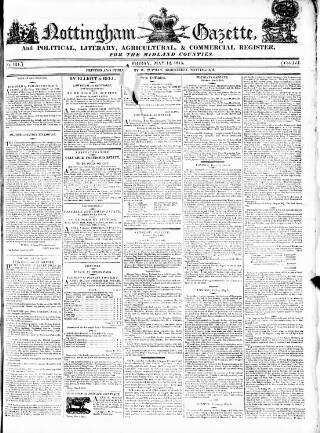 cover page of Nottingham Gazette published on May 12, 1815