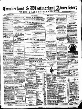 cover page of Cumberland and Westmorland Advertiser, and Penrith Literary Chronicle published on August 13, 1872