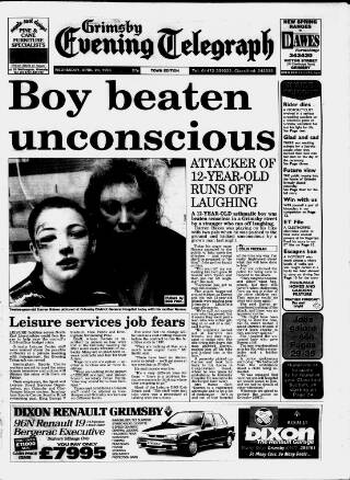 cover page of Grimsby Daily Telegraph published on April 24, 1996