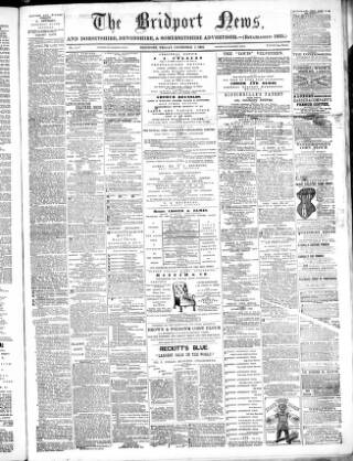 cover page of Bridport News published on December 5, 1884
