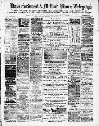 cover page of Haverfordwest & Milford Haven Telegraph published on May 22, 1889
