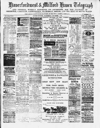 cover page of Haverfordwest & Milford Haven Telegraph published on December 4, 1889
