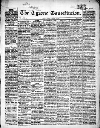 cover page of Tyrone Constitution published on March 29, 1850