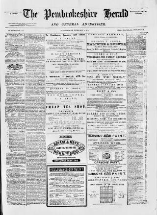 cover page of Pembrokeshire Herald published on May 5, 1871