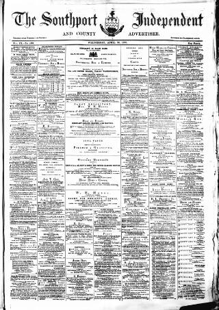 cover page of Southport Independent and Ormskirk Chronicle published on April 20, 1870