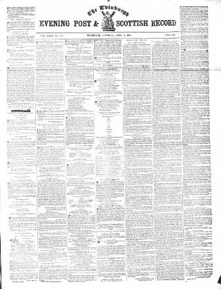 cover page of Edinburgh Evening Post and Scottish Standard published on April 21, 1849