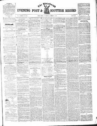 cover page of Edinburgh Evening Post and Scottish Standard published on April 28, 1849