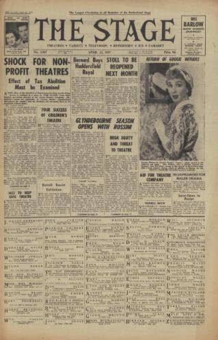 cover page of The Stage published on April 25, 1957