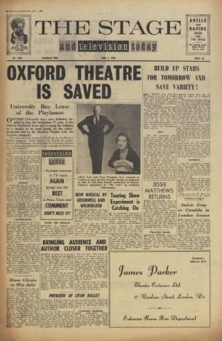 cover page of The Stage published on June 2, 1960