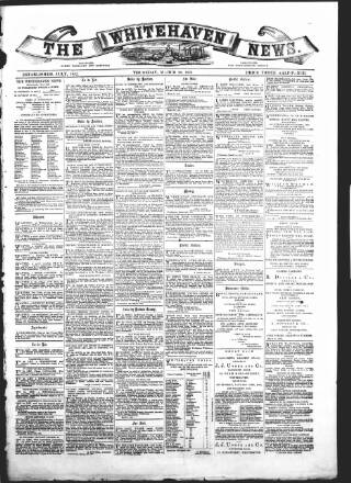 cover page of Whitehaven News published on March 29, 1866