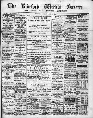 cover page of North Devon Gazette published on April 25, 1865