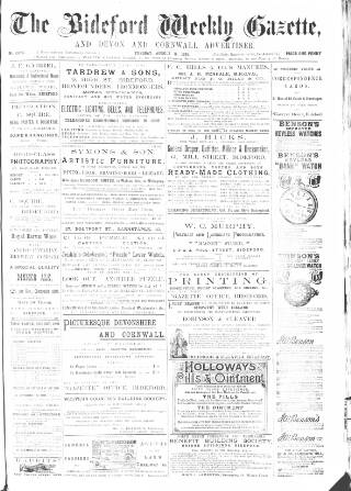 cover page of North Devon Gazette published on August 11, 1891