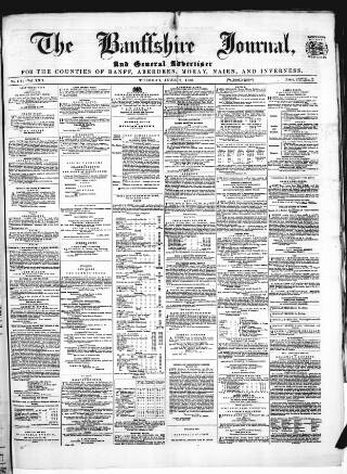 cover page of Banffshire Journal published on June 2, 1868