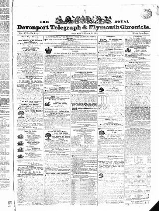 cover page of Royal Devonport Telegraph, and Plymouth Chronicle published on March 10, 1832