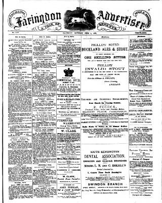 cover page of Faringdon Advertiser and Vale of the White Horse Gazette published on June 2, 1888