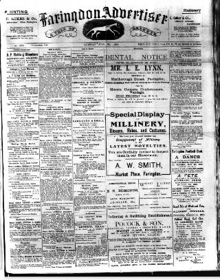 cover page of Faringdon Advertiser and Vale of the White Horse Gazette published on April 24, 1920