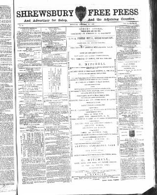 cover page of Shrewsbury Free Press, and Advertiser for Salop published on February 24, 1866