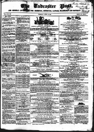 cover page of Tadcaster Post, and General Advertiser for Grimstone published on April 26, 1866