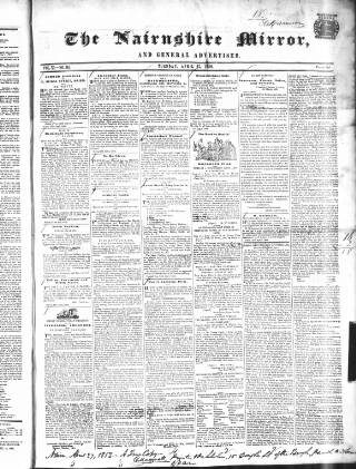cover page of Nairnshire Mirror published on April 27, 1852
