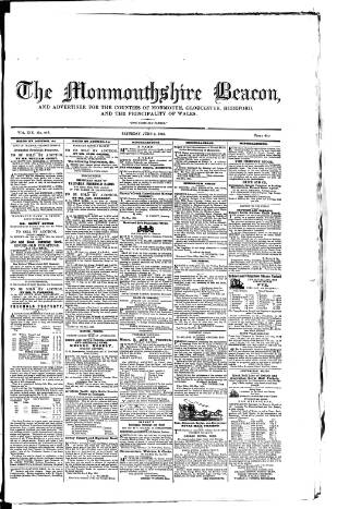 cover page of Monmouthshire Beacon published on June 2, 1855