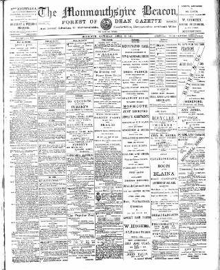 cover page of Monmouthshire Beacon published on April 25, 1891