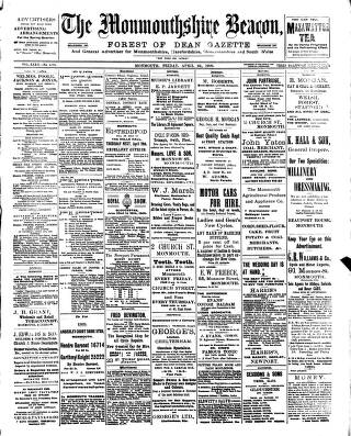 cover page of Monmouthshire Beacon published on April 23, 1909