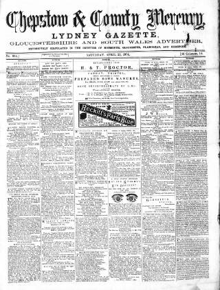 cover page of Chepstow & County Mercury published on April 25, 1874