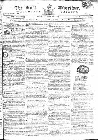 cover page of Hull Advertiser published on April 20, 1811