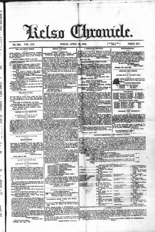 cover page of Kelso Chronicle published on April 19, 1850