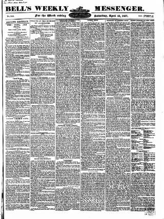 cover page of Bell's Weekly Messenger published on April 25, 1857