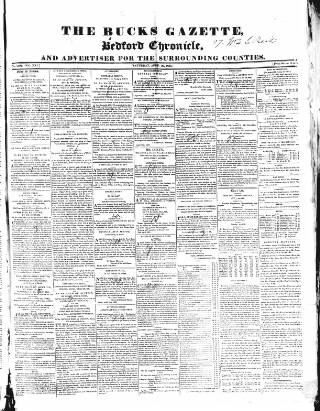 cover page of Bucks Gazette published on April 20, 1833