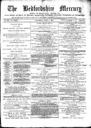 cover page of Bedfordshire Mercury published on June 2, 1877
