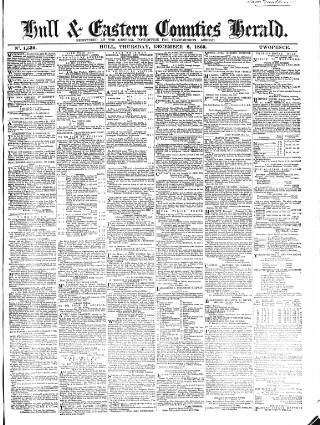 cover page of Hull and Eastern Counties Herald published on December 2, 1869