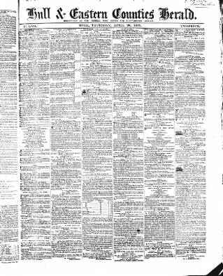 cover page of Hull and Eastern Counties Herald published on April 20, 1871
