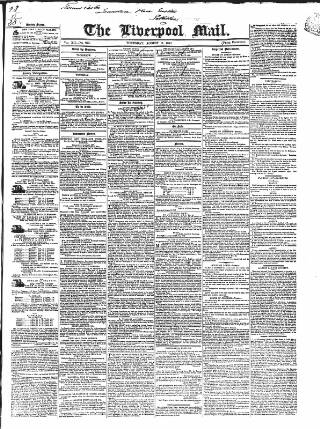 cover page of Liverpool Mail published on August 11, 1842