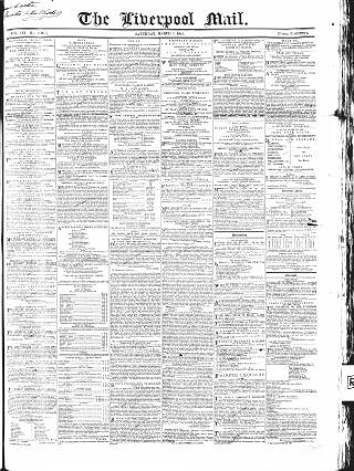 cover page of Liverpool Mail published on March 1, 1845