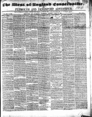 cover page of Western Courier, West of England Conservative, Plymouth and Devonport Advertiser published on April 18, 1849