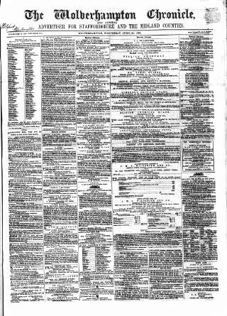 cover page of Wolverhampton Chronicle and Staffordshire Advertiser published on April 24, 1861
