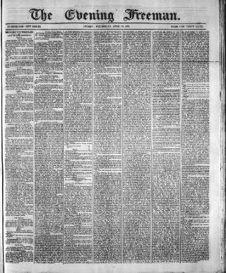 cover page of The Evening Freeman. published on April 27, 1870