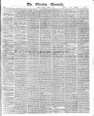 cover page of The Evening Chronicle published on March 1, 1839